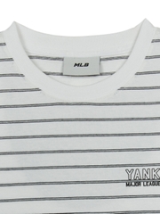 Áo Croptop MLB Women's Varsity Stripe Crop Short Sleeve T-Shirt New York Yankees White