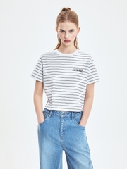 Áo Croptop MLB Women's Varsity Stripe Crop Short Sleeve T-Shirt New York Yankees White