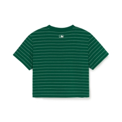 Áo Croptop MLB Women's Varsity Stripe Crop Short Sleeve T-Shirt New York Yankees Green