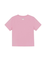 Áo Croptop MLB Women's Ribbon Graphic Slim Semi-Crop Short Sleeve T-Shirt Cleveland Guardians Pink