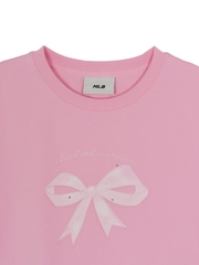 Áo Croptop MLB Women's Ribbon Graphic Slim Semi-Crop Short Sleeve T-Shirt Cleveland Guardians Pink