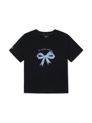 Áo Croptop MLB Women's Ribbon Graphic Slim Semi-Crop Short Sleeve T-Shirt LA Dodgers Black