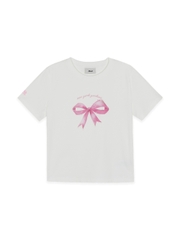 Áo Croptop MLB Women's Ribbon Graphic Slim Semi-Crop Short Sleeve T-Shirt New York Yankees White