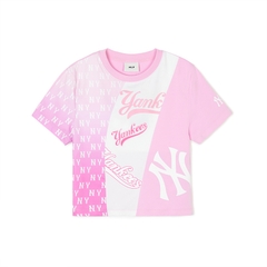 Áo Croptop MLB Women's Mono Block Slim Crop T-Shirts New York Yankees Pink