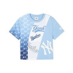 Áo Croptop MLB Women's Mono Block Slim Crop T-Shirts New York Yankees Blue