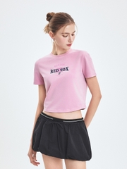 Áo Croptop MLB Women's Varsity Vintage Washed Graphic Crop Short Sleeve T-Shirt Boston Red Sox Pink