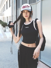 Áo Croptop MLB Women's Varsity Vintage Slim Crop Nashi T-Shirt New York Yankees Black