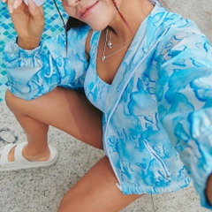 Áo Khoác MLB Water Monogram Summer New York Yankees Aqua Blue