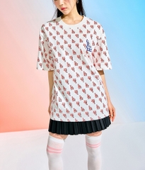 Áo Thun MLB Classic Monogram Front Panel Pattern Short Sleeve LA Dodgers Cream