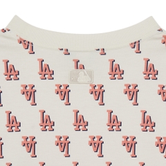Áo Thun MLB Classic Monogram Front Panel Pattern Short Sleeve LA Dodgers Cream