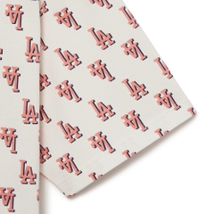 Áo Thun MLB Classic Monogram Front Panel Pattern Short Sleeve LA Dodgers Cream