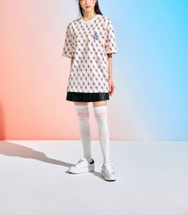 Áo Thun MLB Classic Monogram Front Panel Pattern Short Sleeve LA Dodgers Cream