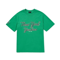 Áo Thun MLB Cursive Overfit New York Yankees Green