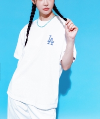 Áo Thun MLB Paisley Clipped Logo Short Sleeve LA Dodgers Off White