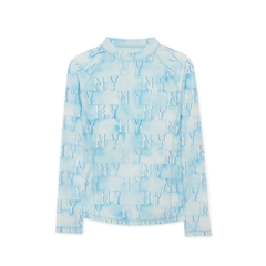 Áo MLB Water Monogram Patten Rash Guard New York Yankees Aqua Blue