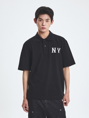 Áo Polo MLB Basic Coopers Logo Overfit Collar T-Shirt New York Yankees Black