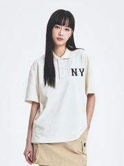 Áo Polo MLB Basic Coopers Logo Overfit Collar T-Shirt New York Yankees Cream