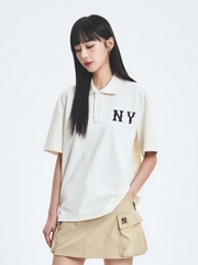 Áo Polo MLB Basic Coopers Logo Overfit Collar T-Shirt New York Yankees Cream