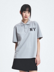 Áo Polo MLB Basic Coopers Logo Overfit Collar T-Shirt New York Yankees Grey