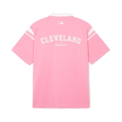 Áo Polo MLB Korea Varsity Shoulder Color Overfit Collar Cleveland Guardians Pink