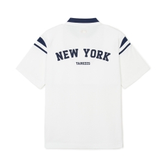 Áo Polo MLB Korea Varsity Shoulder Color Overfit Collar New York Yankees Ivory