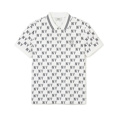 Áo Polo MLB Korea Classic Mono Front Pattern Collar New York Yankees Ivory