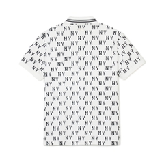 Áo Polo MLB Korea Classic Mono Front Pattern Collar New York Yankees Ivory