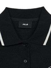 Áo Polo MLB Women's Dia Mono Tonton Jacquard Collar T-Shirt New York Yankees Black