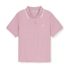 Áo Polo MLB Women's Dia Mono Tonton Jacquard Collar T-Shirt New York Yankees Pink