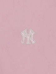 Áo Polo MLB Women's Dia Mono Tonton Jacquard Collar T-Shirt New York Yankees Pink