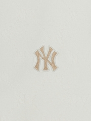 Áo Polo MLB Dia Mono Jacquard Collar T-Shirt New York Yankees Ivory