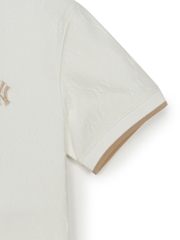 Áo Polo MLB Dia Mono Jacquard Collar T-Shirt New York Yankees Ivory