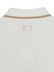 Áo Polo MLB Dia Mono Jacquard Collar T-Shirt New York Yankees Ivory