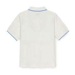 Áo Polo MLB Women's Dia Mono Tonton Jacquard Collar T-Shirt New York Yankees Ivory