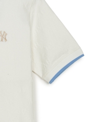 Áo Polo MLB Women's Dia Mono Tonton Jacquard Collar T-Shirt New York Yankees Ivory