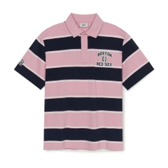 Áo Polo MLB Varsity Stripe Overfit Collar T-Shirt Boston Red Sox Pink