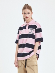 Áo Polo MLB Varsity Stripe Overfit Collar T-Shirt Boston Red Sox Pink