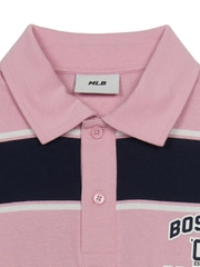Áo Polo MLB Varsity Stripe Overfit Collar T-Shirt Boston Red Sox Pink