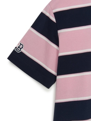 Áo Polo MLB Varsity Stripe Overfit Collar T-Shirt Boston Red Sox Pink