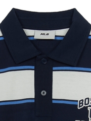 Áo Polo MLB Varsity Stripe Overfit Collar T-Shirt Boston Red Sox Navy