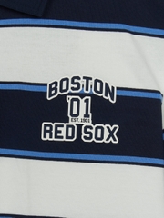 Áo Polo MLB Varsity Stripe Overfit Collar T-Shirt Boston Red Sox Navy