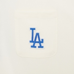 Áo Polo MLB Women's Partial Monogram Collar LA Dodgers Cream