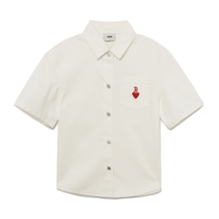 Áo Sơ Mi MLB Women's Heart Solid Denim Boston Red Sox Cream