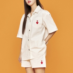 Áo Sơ Mi MLB Women's Heart Solid Denim Boston Red Sox Cream