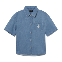 Áo Sơ Mi MLB Women's Heart Solid Denim New York Yankees Blue