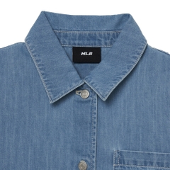 Áo Sơ Mi MLB Women's Heart Solid Denim New York Yankees Blue