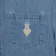 Áo Sơ Mi MLB Women's Heart Solid Denim New York Yankees Blue