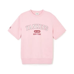Áo Sweatshirt MLB Korea Varsity Short Sleeve New York Yankees Pink