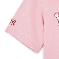 Áo Sweatshirt MLB Korea Varsity Short Sleeve New York Yankees Pink