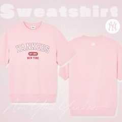 Áo Sweatshirt MLB Korea Varsity Short Sleeve New York Yankees Pink